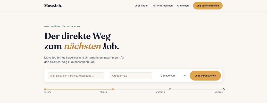 Screenshot der Website MoveJob